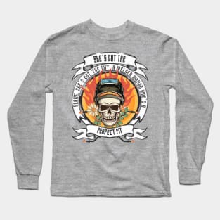 Shes got the flame shes got the wit a welder woman whos a perfect fit Long Sleeve T-Shirt